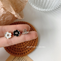 Metal Shirt Buttons with Silver Edges, Black Oil, Gold Edges, Diamond-Powered Petal Decor for Artsen ESSTUDIO