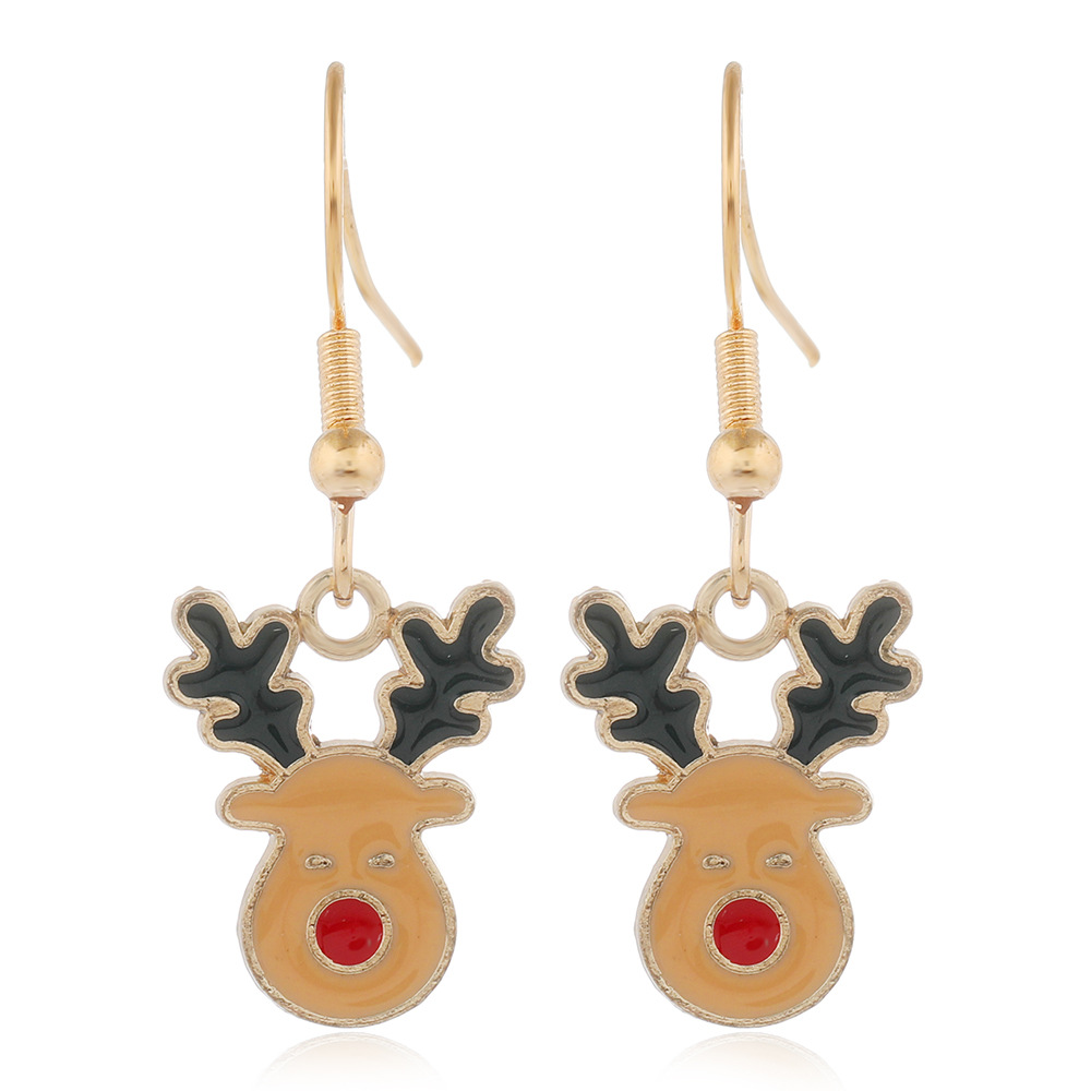 Cartoon Christmas Alloy Dripping Santa Claus Elk Earrings Set Wholesale Nihaojewelry display picture 14