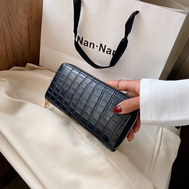 New Stone Pattern Zipper Hand Wallet Women's Wallet Long Fashionable Large Capacity Double Layer Wallet Mobile Phone Small Bag New Stone Pattern Zipper Hand Wallet Women's Wallet Long Fashionable Large Capacity Double Layer Wallet Mobile Phone Small Bag