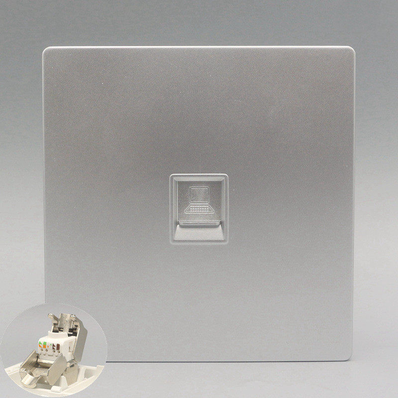 银色86型单口超六类网络插座CAT6.A千兆网线网口宽带电脑信息面板