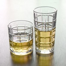 廠家透明高檔餐廳玻璃水杯KTV酒吧專用威士忌杯網紅方格紋洋酒杯