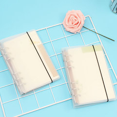 聯華創意簡約手賬半透明磨砂pp綁帶6孔活頁夾A6手帳本外殼記事本