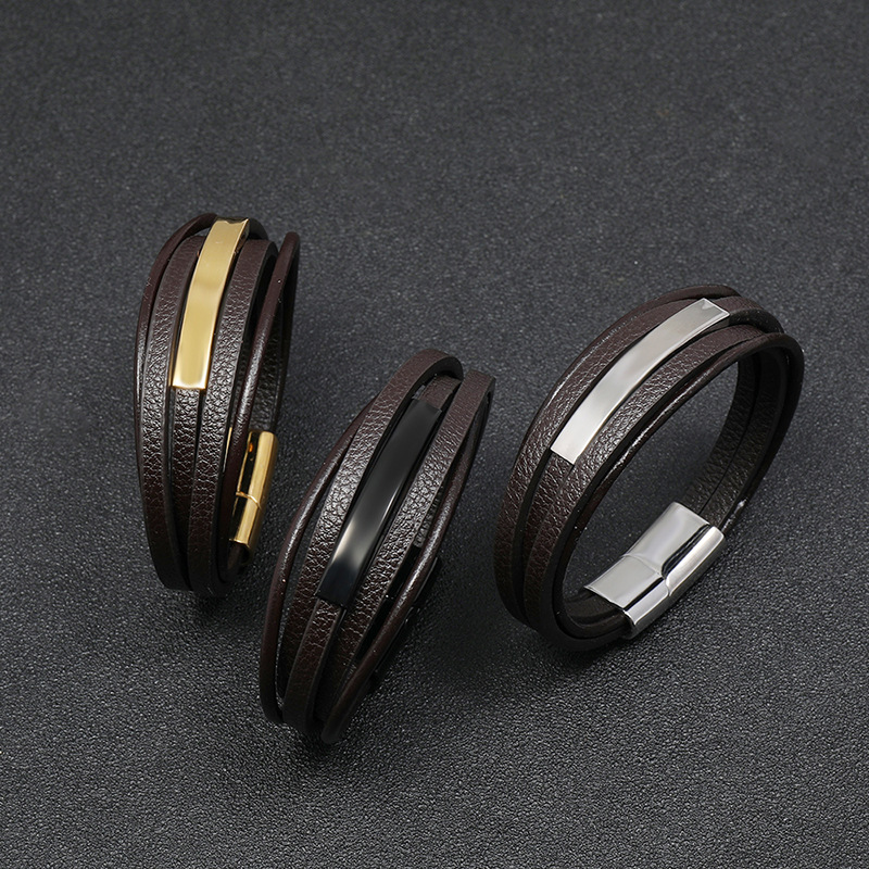 fashion  brown  stainless steel braided bracelet