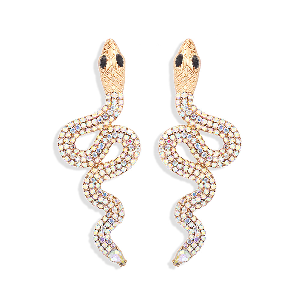 Exaggerated Snake-shaped Diamond Retro Punk Snake Earrings display picture 7