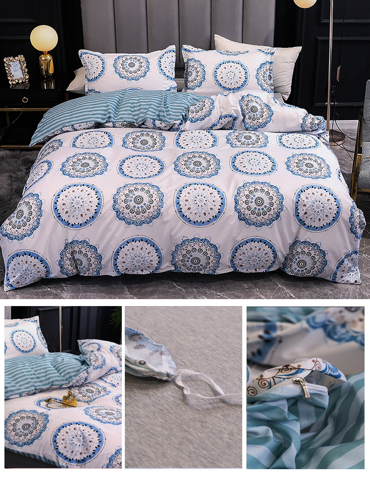 Nantong Home Textile Literie polie 90 g, housse de couette, taie d'oreiller, ensemble trois pièces_voghion.com