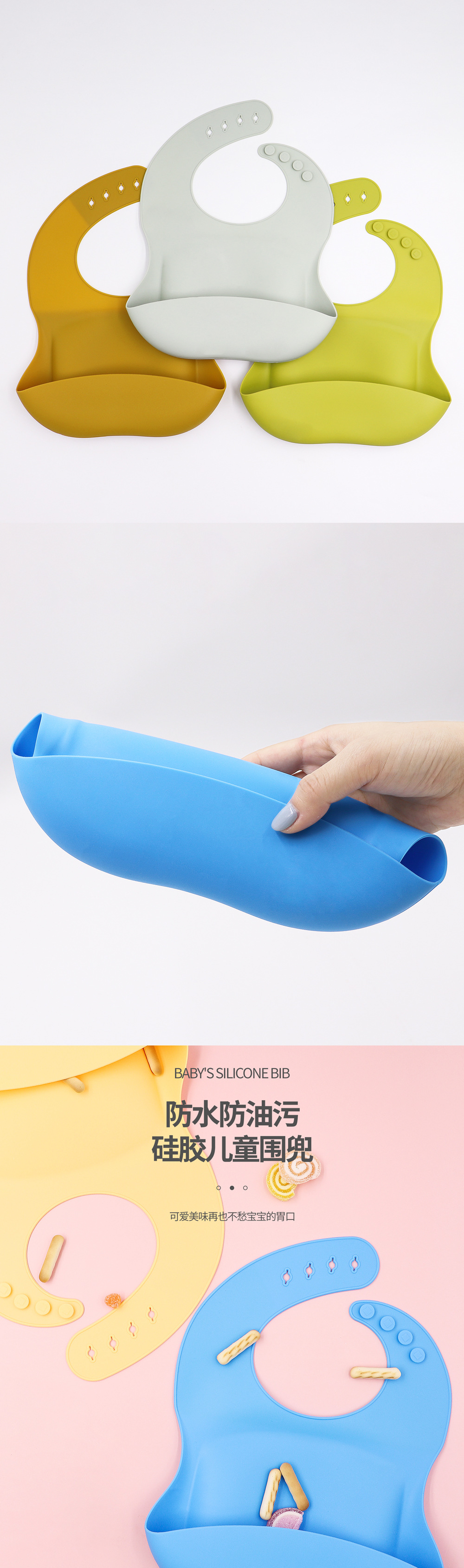 Silikon-Esslätzchen für Babys, Lebensmittelqualität, Silikon-Sabberlätzchen für Babys, einfarbig, leicht zu reinigen, Kinderlätzchen aus Silikon