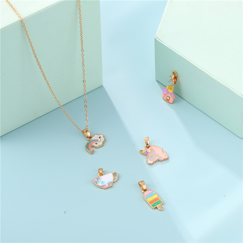 Cute Geometric Alloy Enamel Girl's Necklace display picture 3