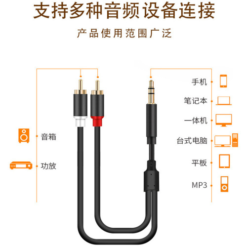 3.5mm转2rca莲花音频线type-c连接线适用华为手机音响线电脑批发