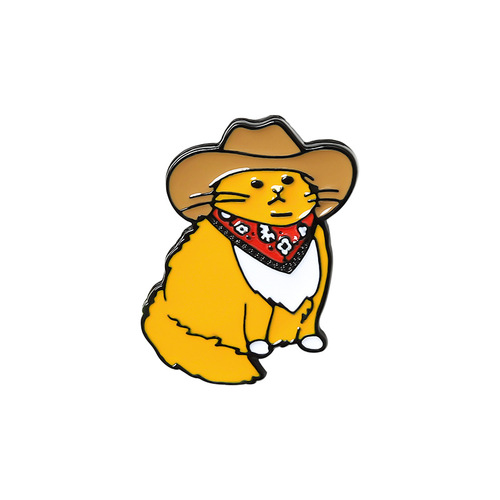 European and American cartoon creative cute western cowboy cat style brooch cute little yellow cat clothing paint badge
