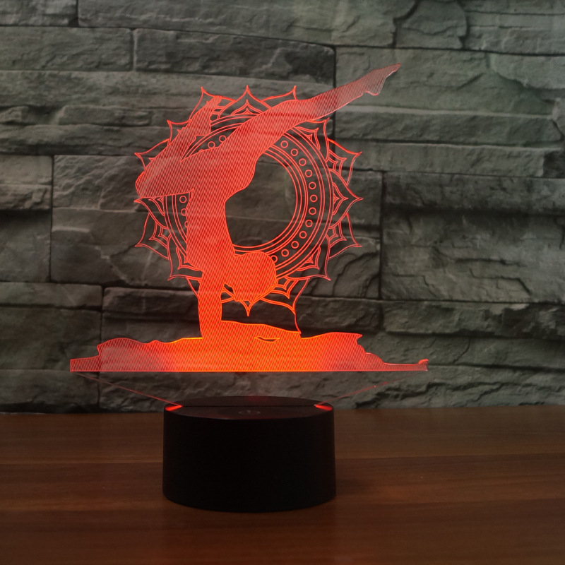 运动瑜伽七彩渐变3D亚克力灯 浪漫创意礼品小夜灯FS-4153