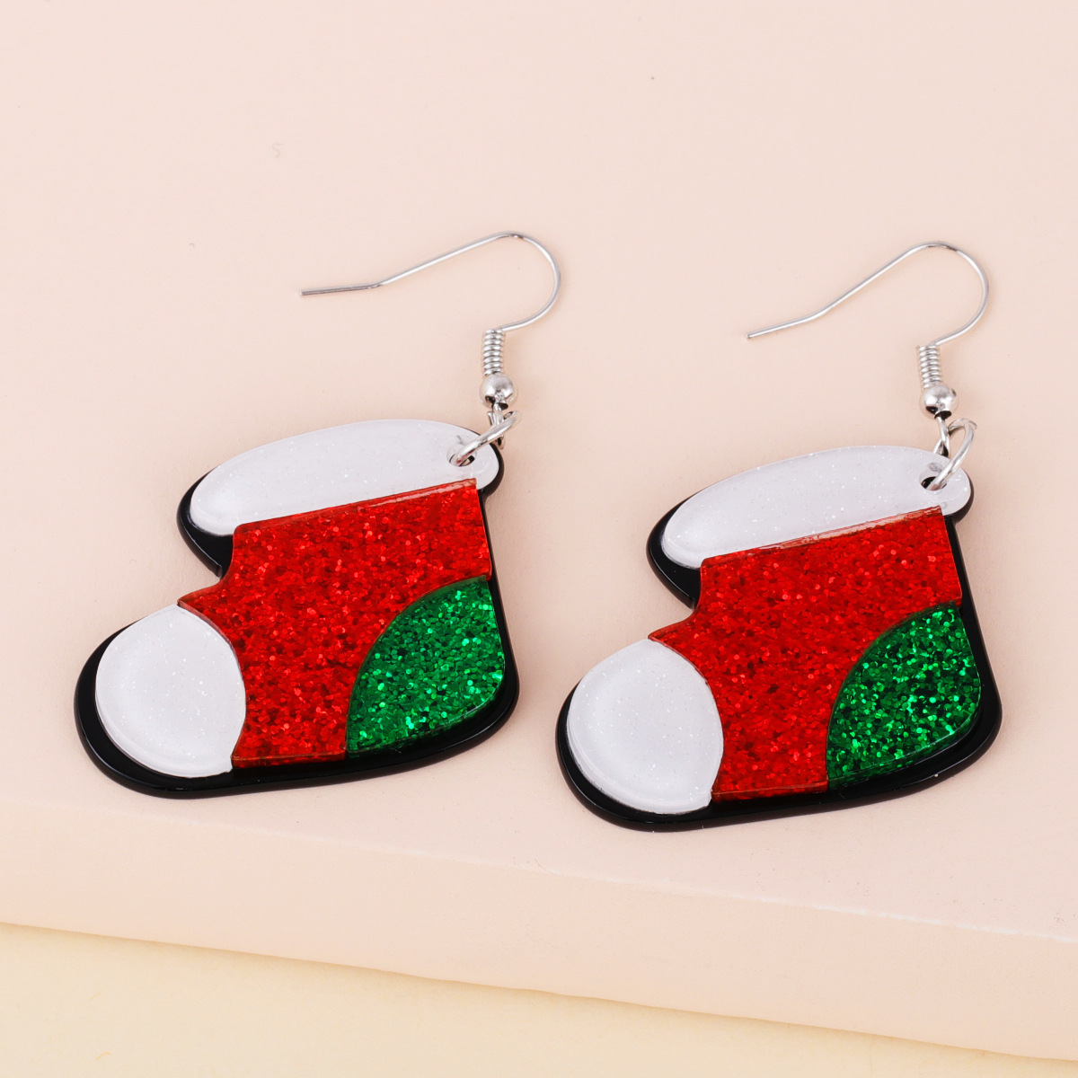 Long Acrylic Christmas Socks Earrings display picture 2