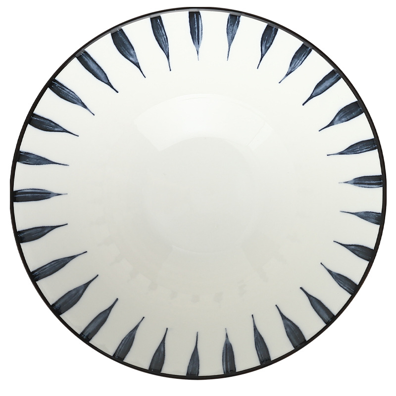 Tazón de sopa bajo vidriado pintado a mano de estilo japonés tazón de fideos tazón grande horno de microondas Cubo de cerámica tazón de fuente de fideos instantáneos tazón de fuente de ensalada tazón de altavoz