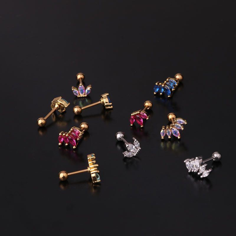 Ear Cartilage Rings & Studs Lady Crown Copper Plating Artificial Gemstones display picture 11