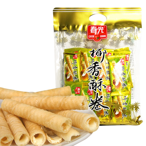 Hainan Specialty Chun Guang Food Coconut Fragrance Roll 350g Coconut Milk Egg Rolls Coconut Cookies Snacks