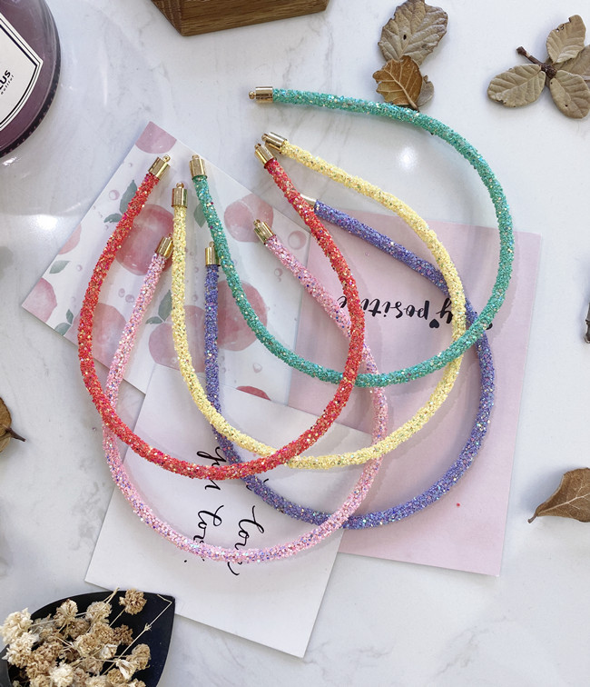 Korea Band Simple Candy Color Sequins Fine-edged Wire Headband Hair Bundle Diy Hair Hole Girl display picture 17