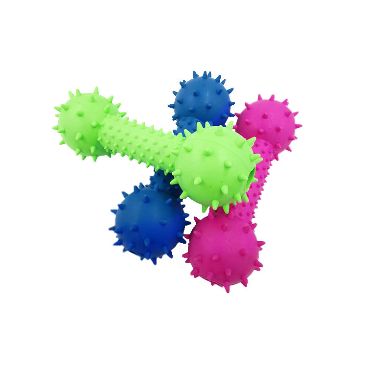 Fábrica en stock juguete para mascotas Barbell molar dientes limpieza mordedura-resistente perro de goma campana juguete TPR suministros para mascotas