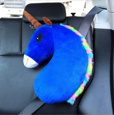 sleeping pillow, Headrest - blue-unicorn-left-seat