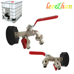 IBC tote drum brass spigot, brass faucet, dual-head faucet adapter, alloy faucet S60*6 dual-head nipple