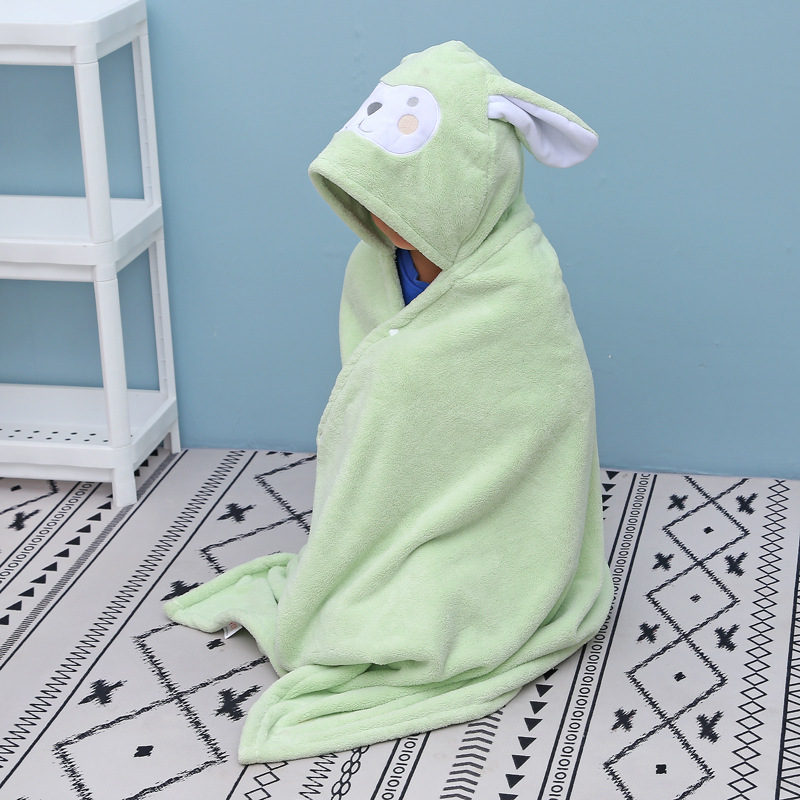 连帽浴巾珊瑚绒浴巾 儿童披风斗篷吸水婴童洗澡礼品 一件代发家用