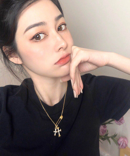 European and American ins style necklace Internet celebrity retro old chain choker gold lock pin chain choker necklace