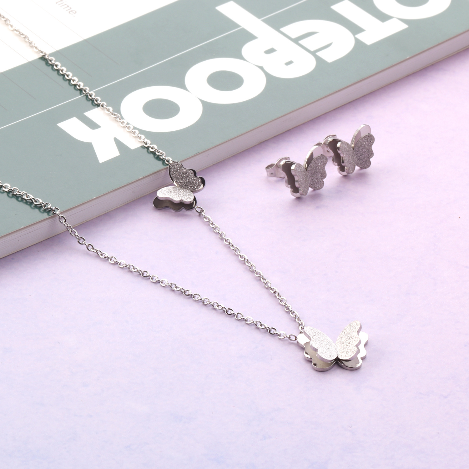 Fashion Butterfly Stainless Steel Plating Earrings Necklace