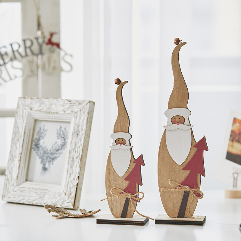 Santa Claus madera espesa decoración de escritorio Navidad hotel centro comercial ventanas de recepción decoración atmósfera de vacaciones