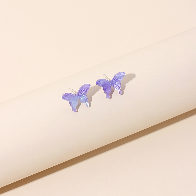 2g Weight Earrings, Ear Studs Classification Wedding, Travel Occasion Bow Knot Pattern Women'S Gender White, Pink, Purple Color Fashion New Three-dimensional Butterfly Korea Trendy Fashion Wild Resin Earrings Wholesale Nihaojewelry 15