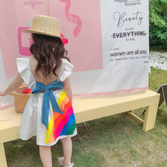 Girls' Rainbow Backless Princess Dress Summer 2024 New Overseas Trade Children's Clothing Dropshipping 3-8 Years Old