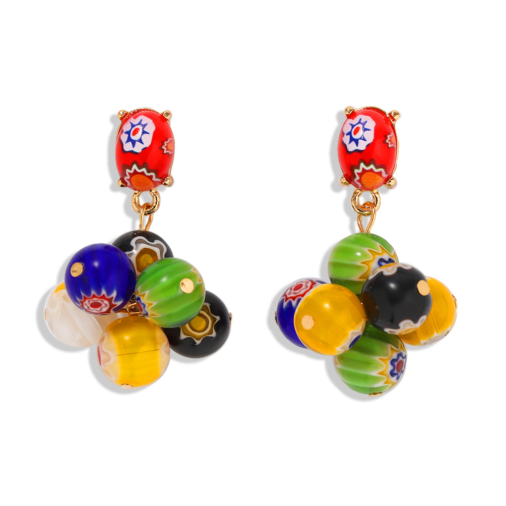 New Bohemian Ball Print Painted Earrings For Women Wholesale display picture 8