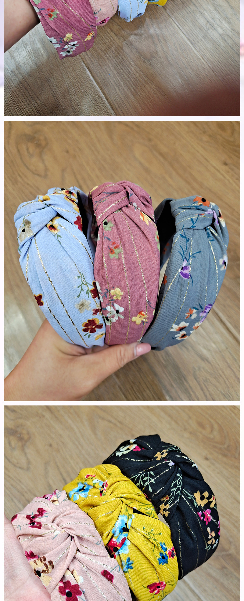 Korean Floral Bronzing Simple Fabrics Wide-brimmed Hair Bands display picture 1