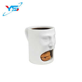 外贸出口创意3D人物表情陶瓷饼干杯马克杯陶瓷赠品厂家牛奶早餐杯