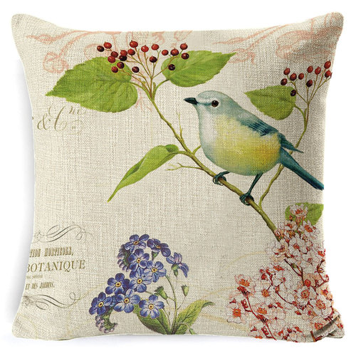 Cross-border American country flower and bird sofa pillow cushion car lumbar support bedside backrest office cushion