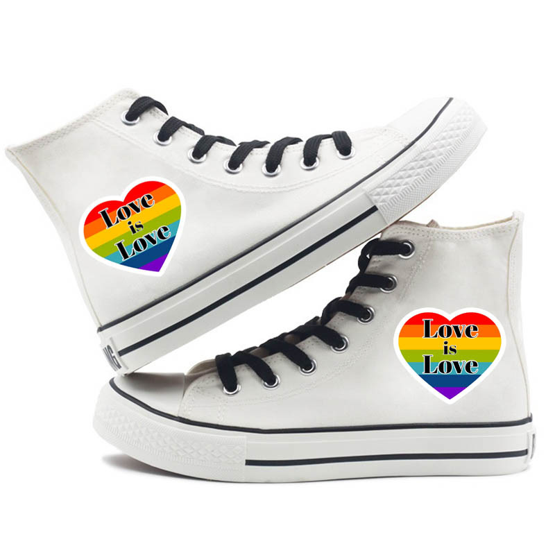 Unisex Basic Rainbow Heart Shape Round Toe Canvas Shoes display picture 2