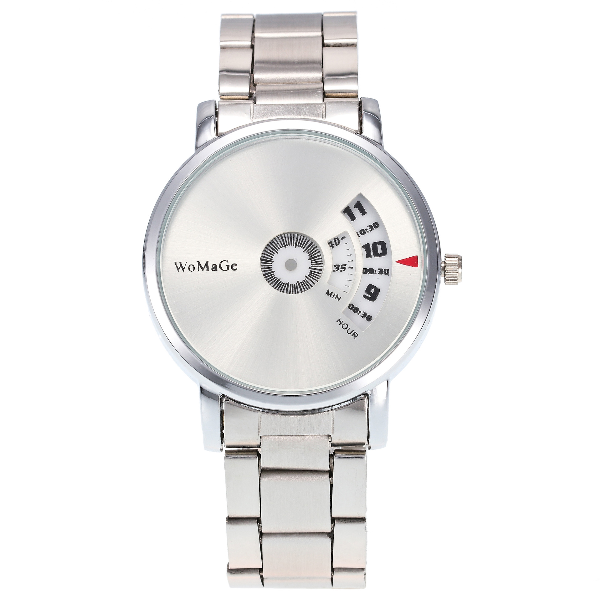 Fashion Turntable Alloy Quartz Steel Band Watch Silver Steel Band  Couple Watch Wholesale display picture 3