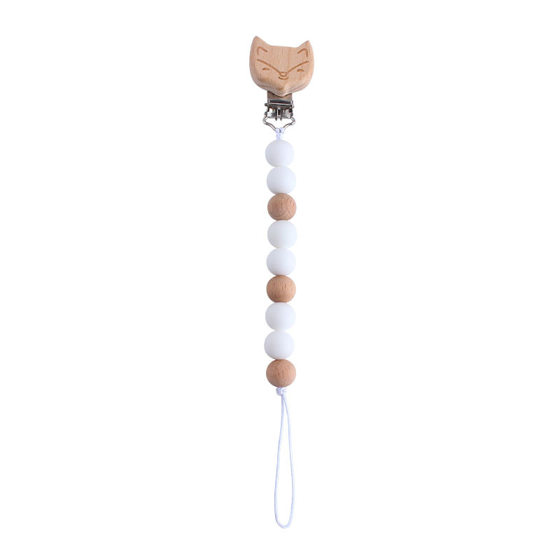 Nueva Beech Fox chupete clip bebé DIY creativo chupete cadena cuentas de silicona de dibujos animados Beech beads Toy teether