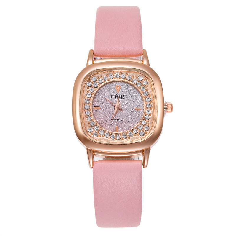 2024 High end fashionable studded women's belt watch, simple and casual full diamond face quartz watch for female students_voghion.com