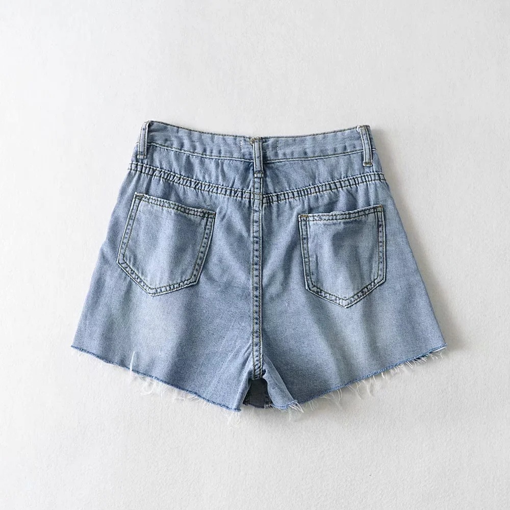 Ripped Frayed Casual Denim Shorts NSAC14467