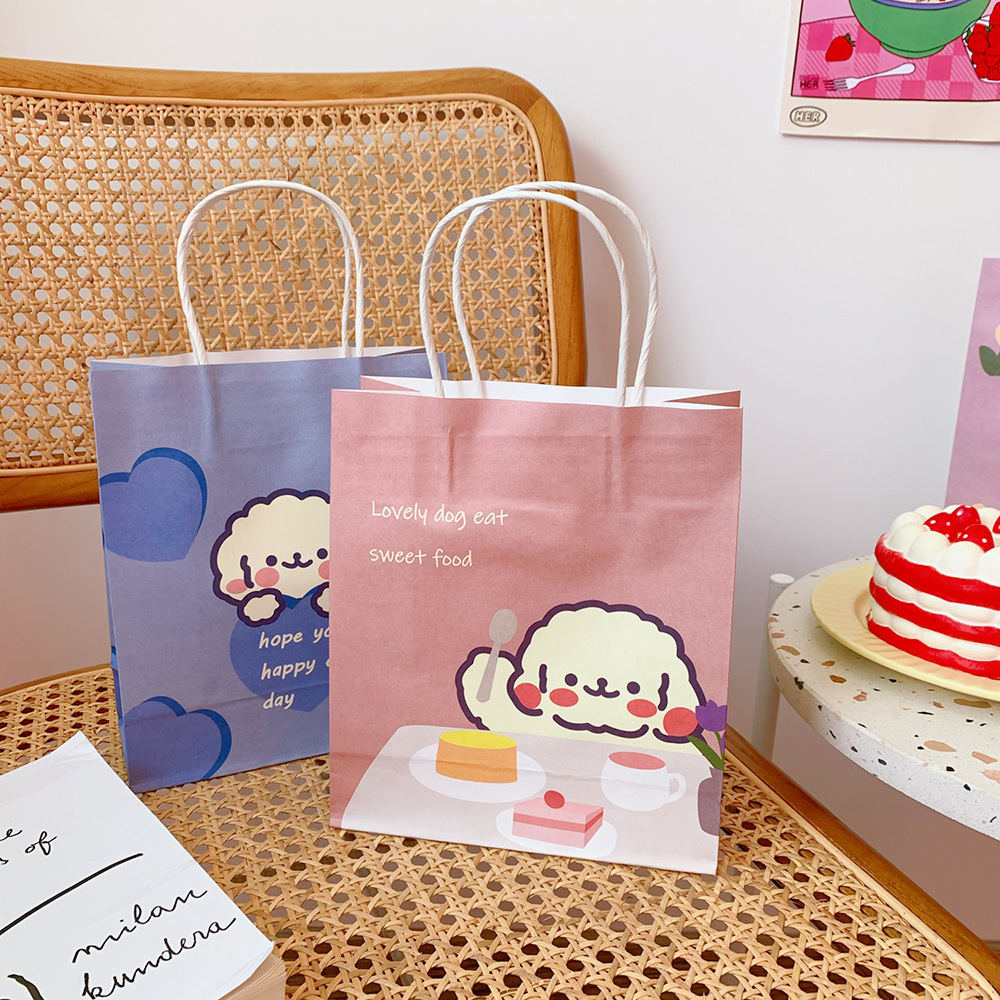 Cute simple cartoon white paper portable shopping packaging bagpicture3