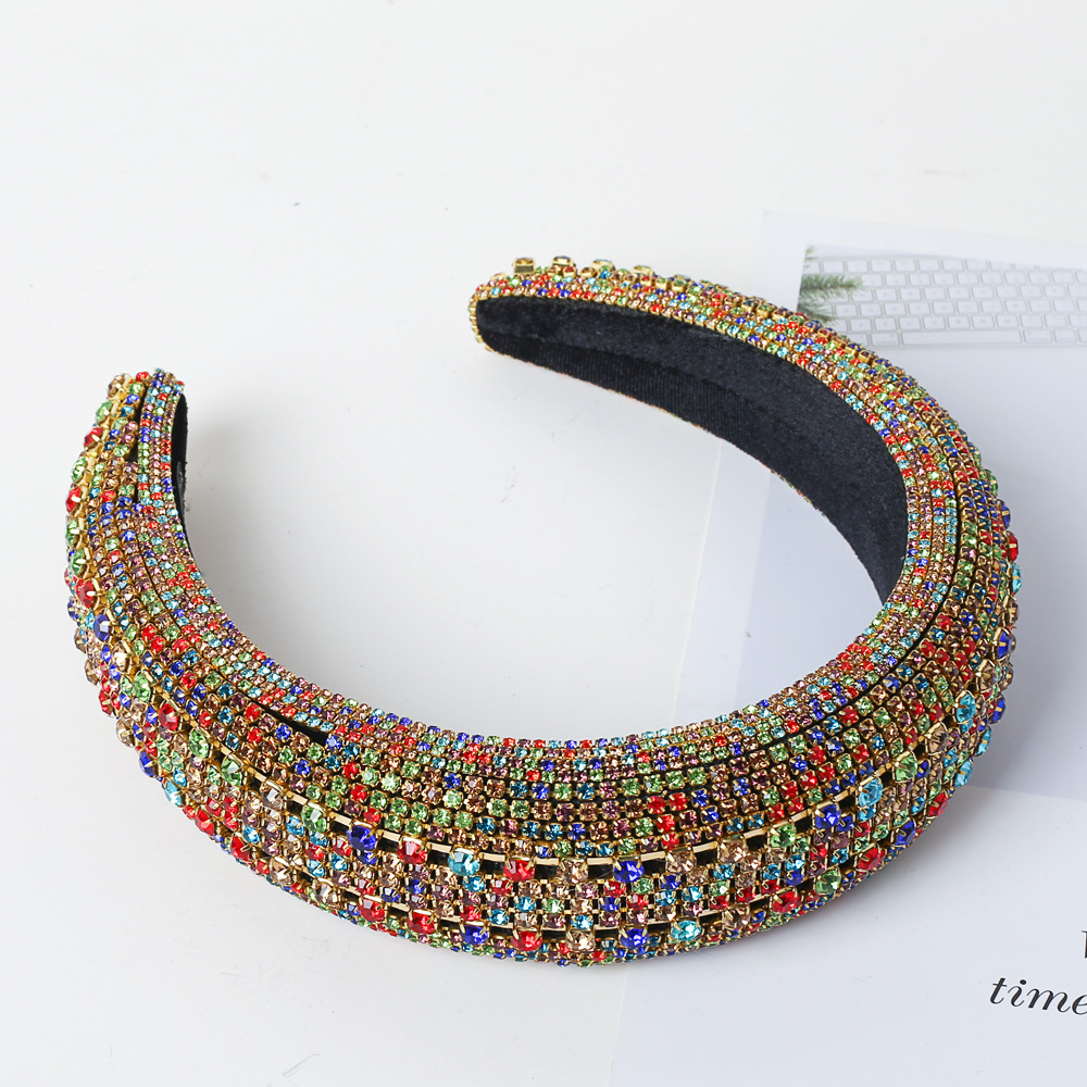 Hot Selling Fashion Colored Diamond Alloy Glass Diamond Headband Wholesale display picture 4