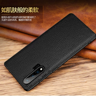 适用华为Nova6真皮荔枝纹手机壳Nova7pro磨砂防摔头层牛皮保护套5