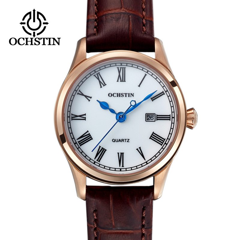 Suizo augustden serie de gama alta cáscara de acero a prueba de agua par de relojes par de cuero casual calendario reloj de cuarzo para las mujeres