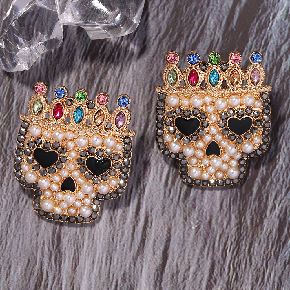 Halloween New Dark Skull Ghost Head Fun Fashion Earrings display picture 8