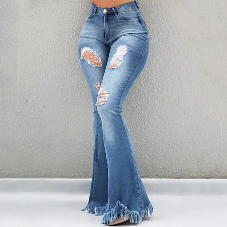 Fashion High Waist Flare Jeans Female Wo...