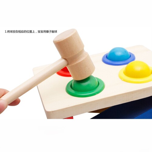 Children's educational baby early education wooden knocking table color matching toy manufacturer fun parent-child