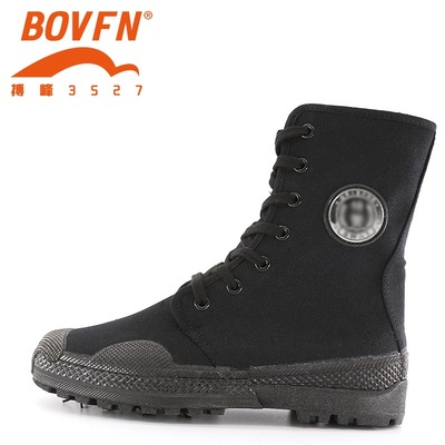 一件代发黑色高腰解放鞋帆布透气训练跑鞋特勤劳保防护鞋作训鞋