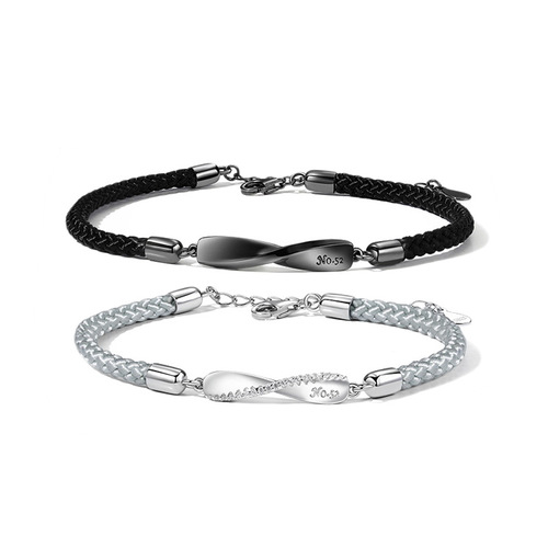 Jin Hongyu Möbius strip couple bracelet sterling silver male and female pair niche braided bracelet Korean version commemorative gift