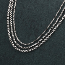 不锈钢方珍珠链环环相扣钛钢男女士项链毛衣链欧美时尚配链批发