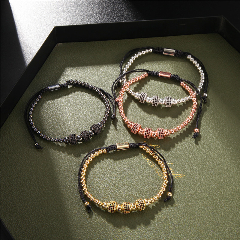 Fashion Copper Bead Woven Micro Inlaid Zircon Wheel Bracelet Wholesale Bracelets display picture 5