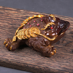 Direct Manufacturer Sales Golden Toad Tea Pet Ornament Color-Changing Tea Ceremony Accessory Fine Tea Toy Creative Eco-Friendly Fortune-Bringing Resin Tea Pet