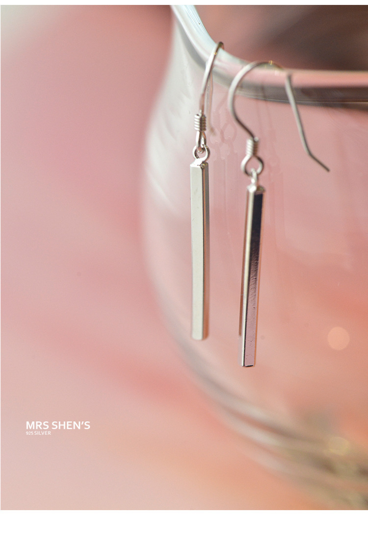 925 Sterling Silber Korea Einfache Geometrische Lange Ohrringe display picture 1